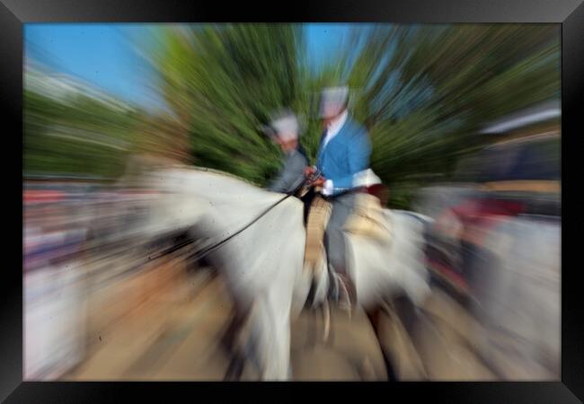 Riders in the yearly pilgrimage of Carmona, Seville Framed Print by Jose Manuel Espigares Garc
