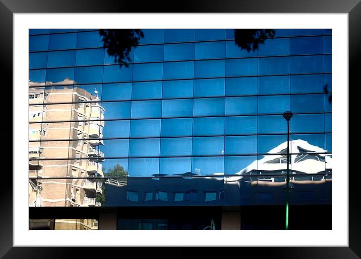 Reflection on a building Framed Mounted Print by Jose Manuel Espigares Garc