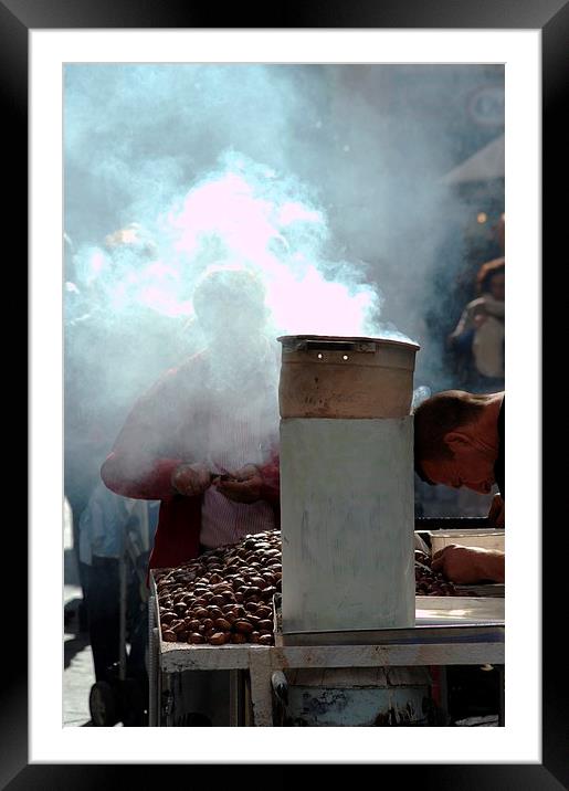 The baked nut seller Framed Mounted Print by Jose Manuel Espigares Garc