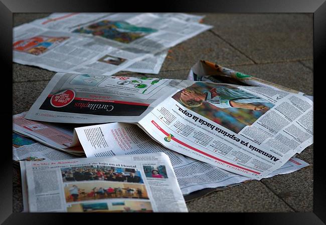  Newspapers spead on the floor Framed Print by Jose Manuel Espigares Garc