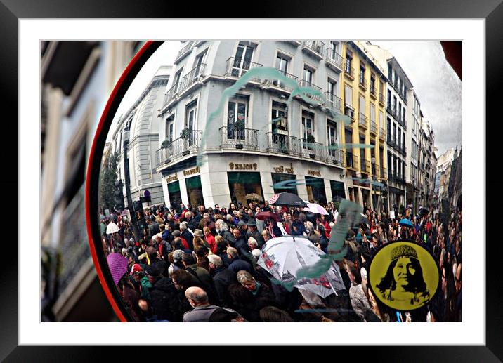 Demonstration in behalf of public pensions Framed Mounted Print by Jose Manuel Espigares Garc