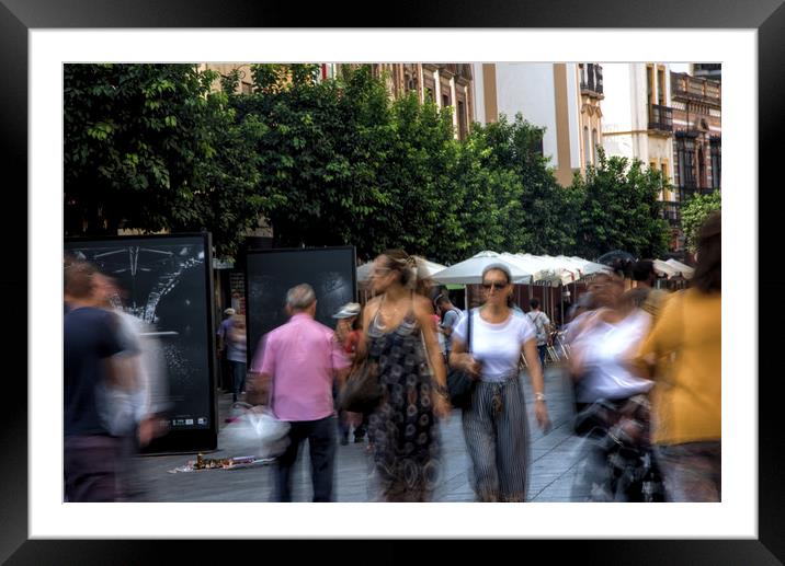 People walking in the district of Triana Framed Mounted Print by Jose Manuel Espigares Garc