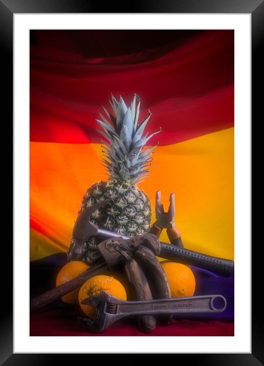 This still life has been made with a pine-apple, a Framed Mounted Print by Jose Manuel Espigares Garc
