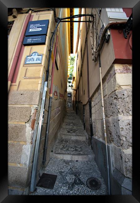 This is a very narrow street in Granada. This sort Framed Print by Jose Manuel Espigares Garc