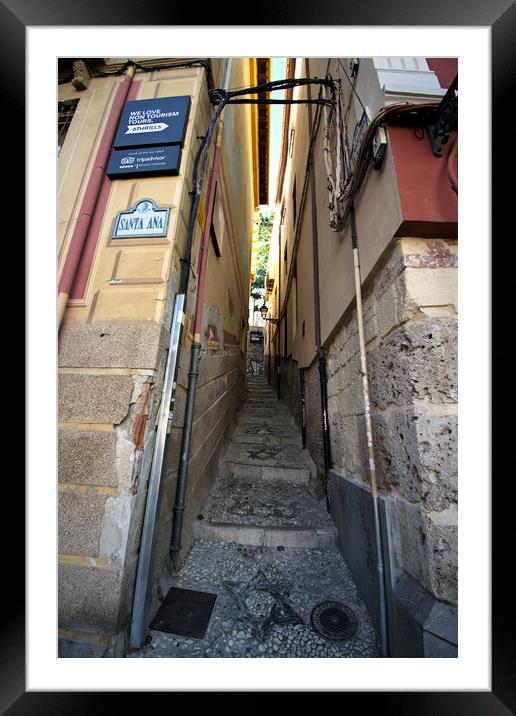This is a very narrow street in Granada. This sort Framed Mounted Print by Jose Manuel Espigares Garc
