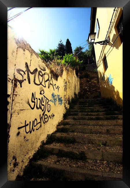 These are narrow streets in the historical distric Framed Print by Jose Manuel Espigares Garc