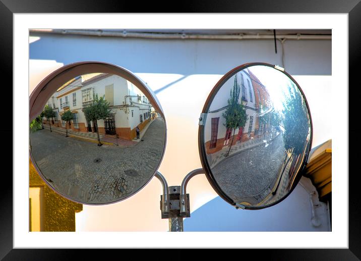 A street (traffic) mirror in Paradas, Seville Framed Mounted Print by Jose Manuel Espigares Garc