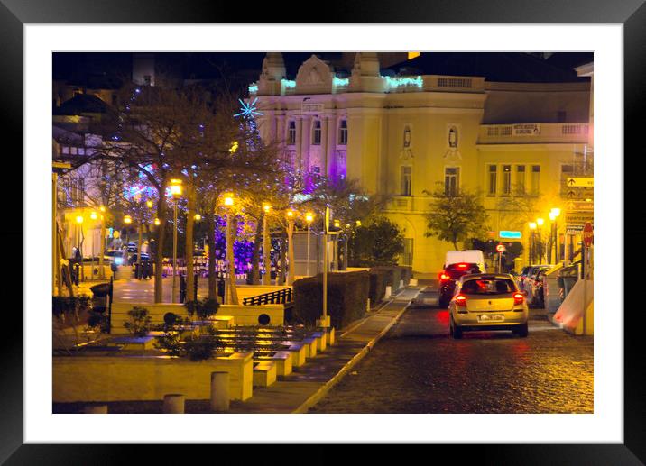 Traffic, lights and Christmas decorations Framed Mounted Print by Jose Manuel Espigares Garc