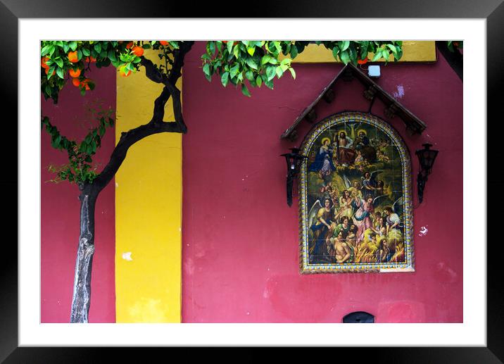 Tiles on the wall with religious scenes Framed Mounted Print by Jose Manuel Espigares Garc