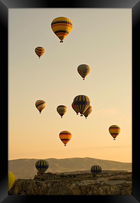 Hot air balloons in Cappadocia, Turkey Framed Print by Mike Sannwald
