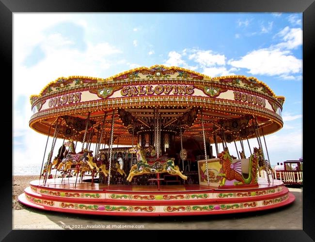 Majestic Carousel Horses Framed Print by Beryl Curran