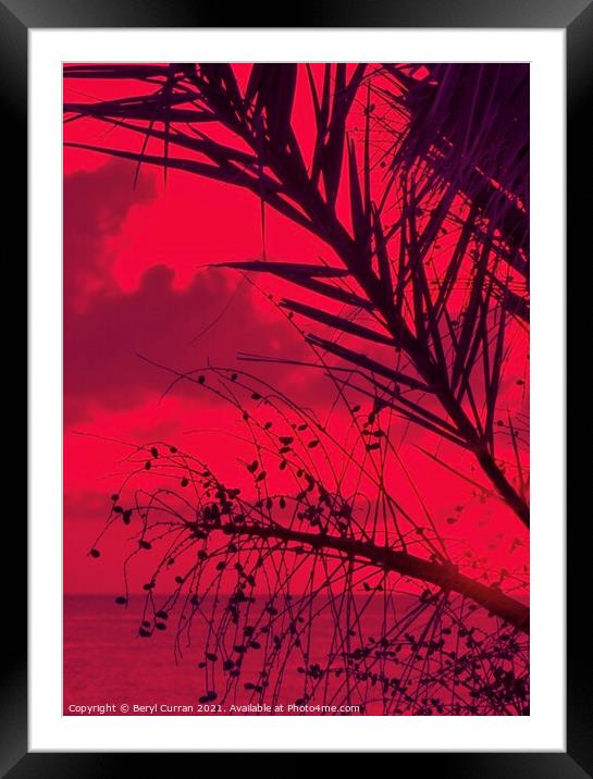 Romantic Red Sunset Paradise Framed Mounted Print by Beryl Curran