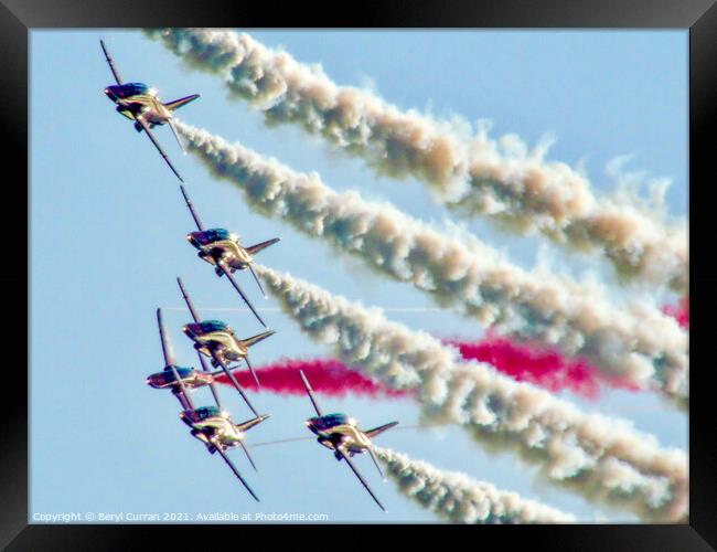 Spectacular Red Arrows Display Framed Print by Beryl Curran