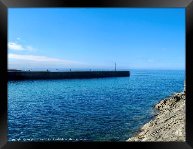 Porthleven pier  Framed Print by Beryl Curran