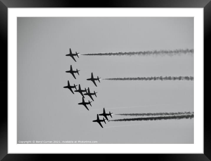 Majestic Red Arrows Fly Past Framed Mounted Print by Beryl Curran
