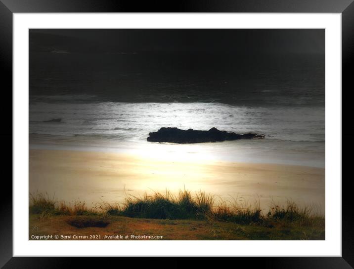 Nighttime at Godrevy Beach  Framed Mounted Print by Beryl Curran