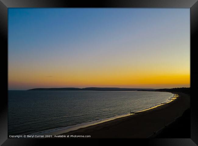 Golden Hour at Bournemouth Beach Framed Print by Beryl Curran