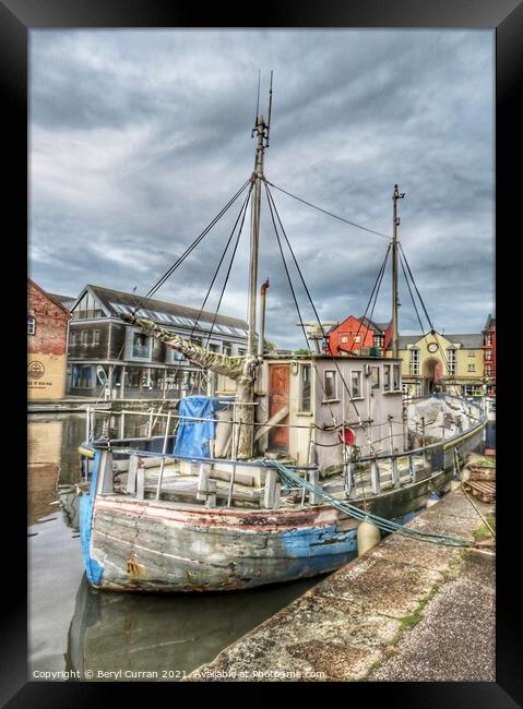 Fishing boat Exeter quayside  Framed Print by Beryl Curran