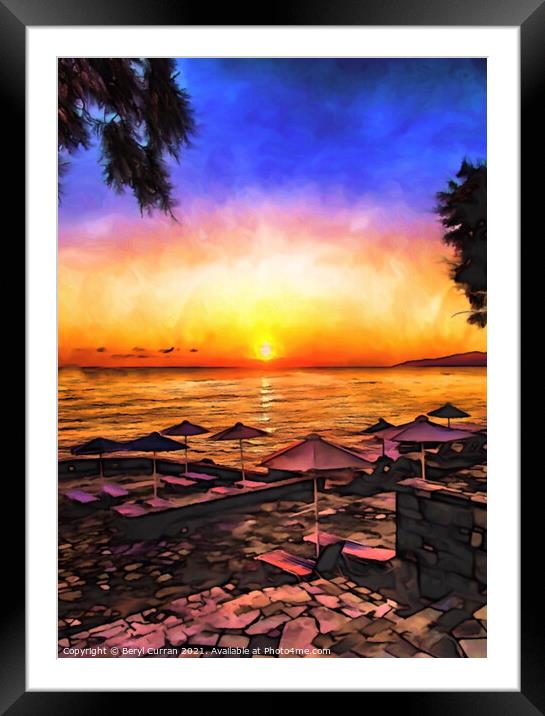 Golden Sunset on the Island of Crete Framed Mounted Print by Beryl Curran