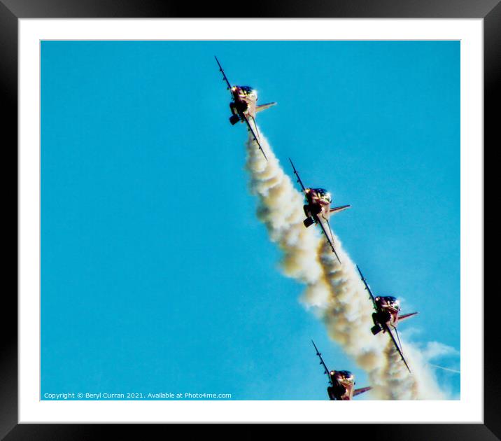 Thrilling Red Arrows Acrobatics Framed Mounted Print by Beryl Curran