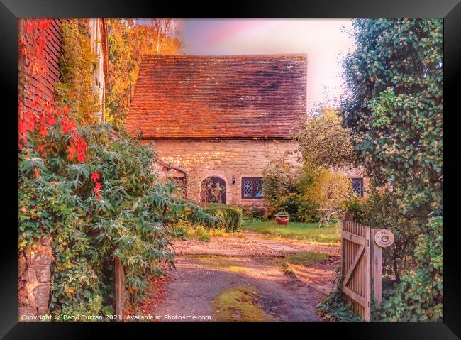 Cozy Cottage on Church Hill Framed Print by Beryl Curran