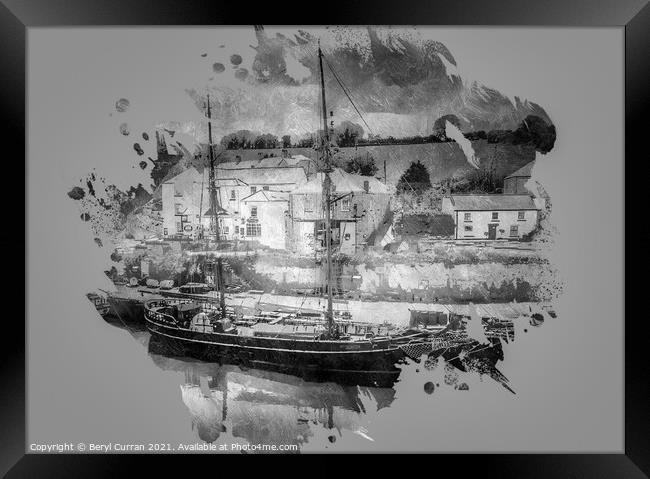 Majestic Tall Ship in Charlestown Harbour Framed Print by Beryl Curran