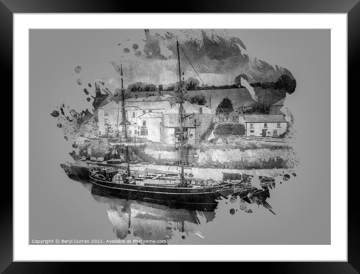 Majestic Tall Ship in Charlestown Harbour Framed Mounted Print by Beryl Curran