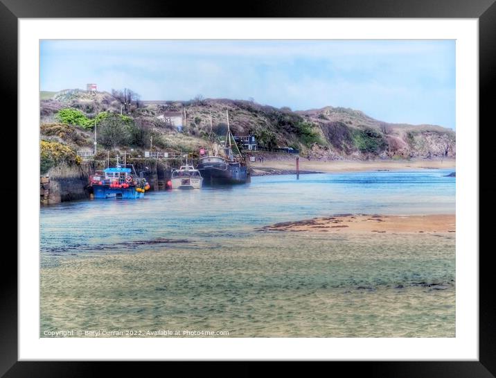 Serene Boats on the River Hayle Framed Mounted Print by Beryl Curran
