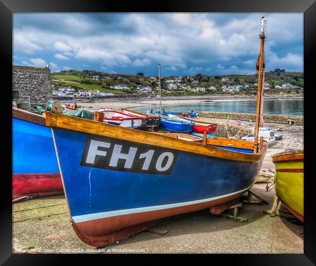 Serene Fishing Village Coverack. Framed Print by Beryl Curran