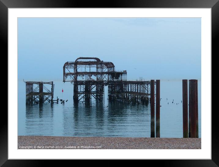Majestic ruins of West Pier Framed Mounted Print by Beryl Curran