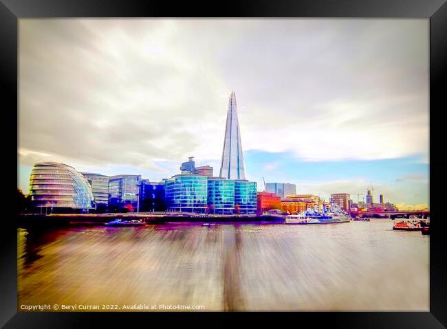 Vibrant London Skyline Framed Print by Beryl Curran