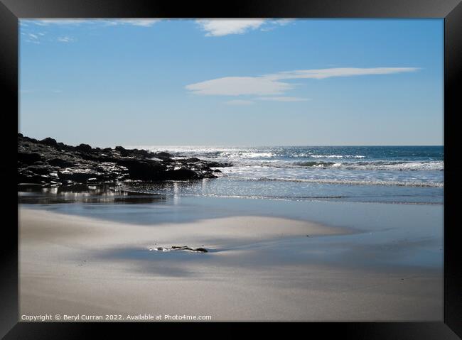 Serene Perranuthnoe Beach Framed Print by Beryl Curran