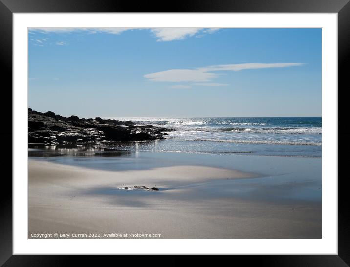 Serene Perranuthnoe Beach Framed Mounted Print by Beryl Curran