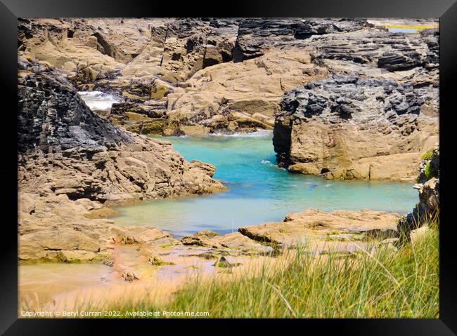 Majestic rock pools of Cornwall Framed Print by Beryl Curran