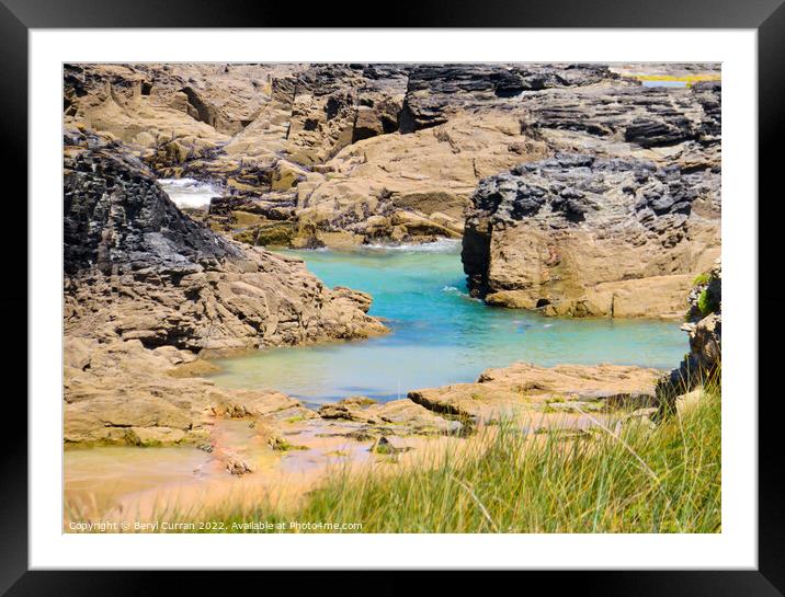 Majestic rock pools of Cornwall Framed Mounted Print by Beryl Curran