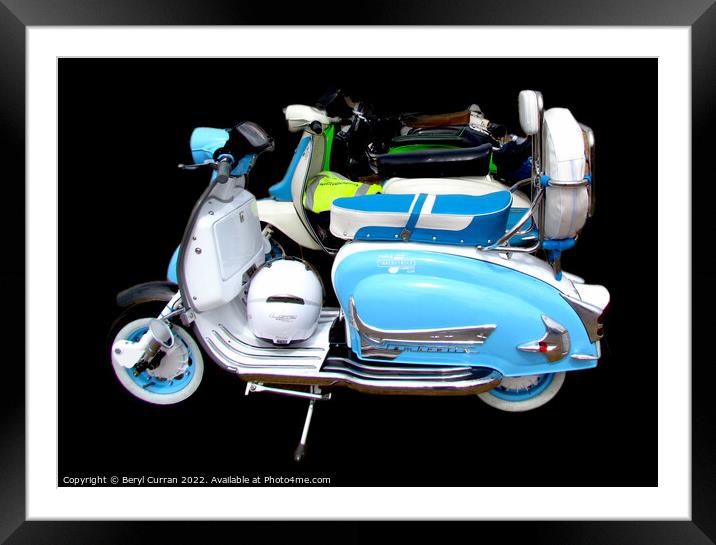 Iconic Italian Lambretta Scooter’s  Framed Mounted Print by Beryl Curran