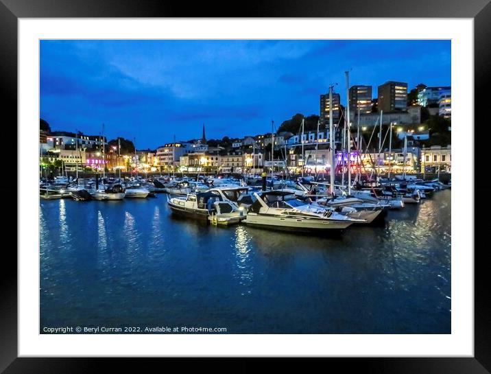Nighttime Magic at Torquay Harbour Framed Mounted Print by Beryl Curran
