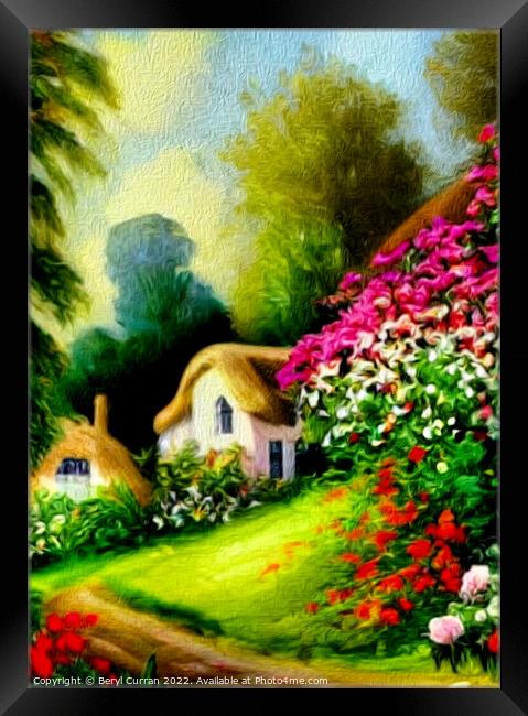 Serene Thatched Cottage Framed Print by Beryl Curran