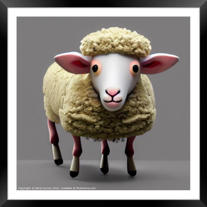 Adorable Wooly Lamb Framed Mounted Print by Beryl Curran