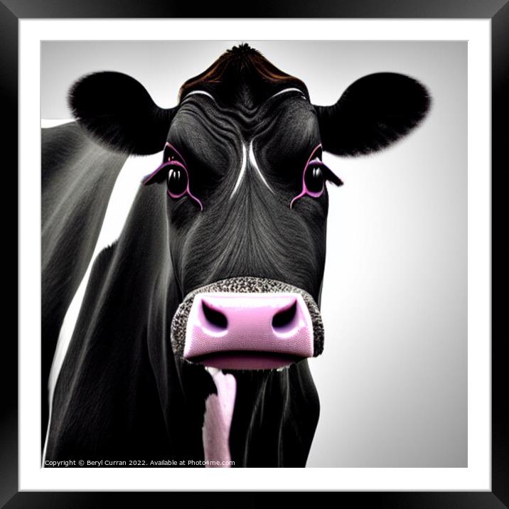 PrettyinPink Bovine Framed Mounted Print by Beryl Curran