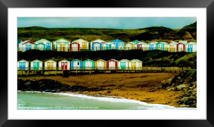 Coastal Colourful Cornish Huts Framed Mounted Print by Beryl Curran