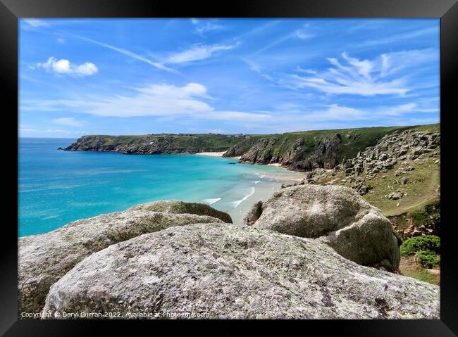 Majestic Porthcurno Cove Framed Print by Beryl Curran