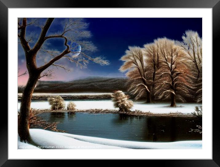 Serene Winter Wonderland Framed Mounted Print by Beryl Curran