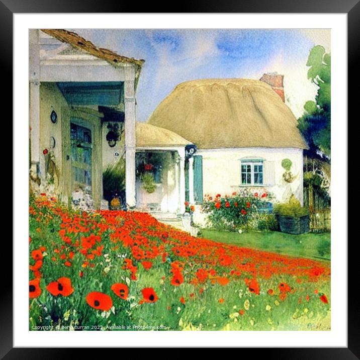 Charming Thatched Cottage Framed Mounted Print by Beryl Curran