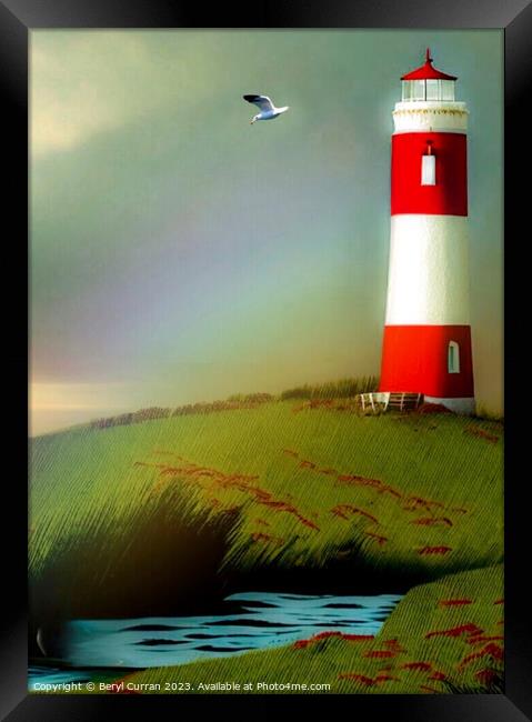 Lonely Lighthouse Standing Tall Framed Print by Beryl Curran