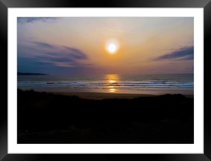 Gwithian Sunset Framed Mounted Print by Beryl Curran