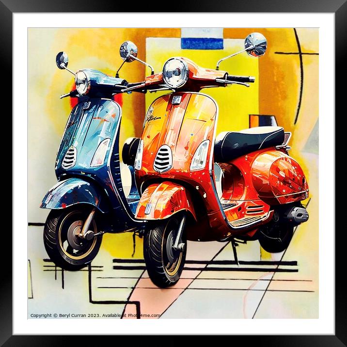 Scooters Framed Mounted Print by Beryl Curran