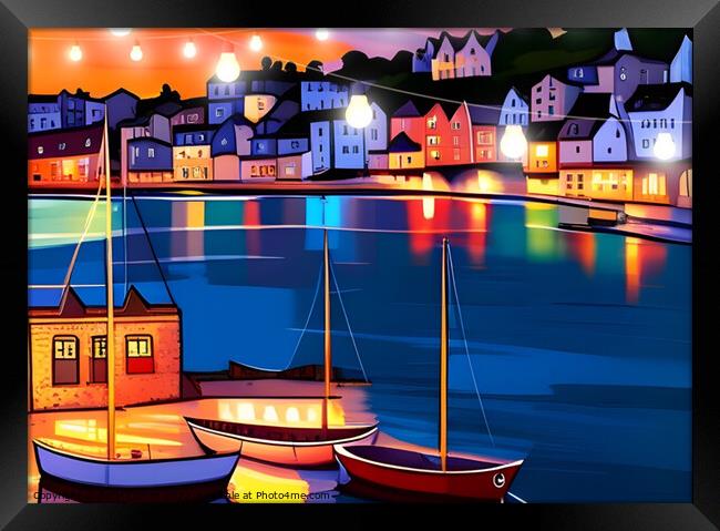 Harbour Nights Framed Print by Beryl Curran