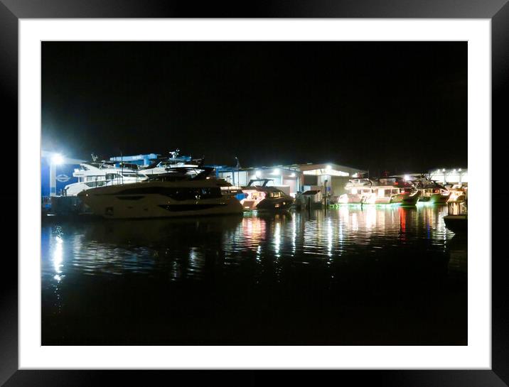 Nighttime at the Boat yard Framed Mounted Print by Beryl Curran