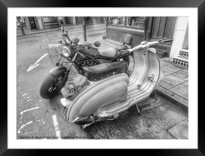  Scooter and Motorbike. Mods and Rockers Framed Mounted Print by Beryl Curran